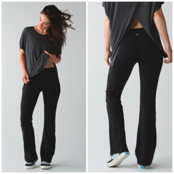 Lululemon Groove Pant III Flare Full-On Luon Black Yoga Athleisure 12 - Picture 1 of 10